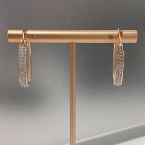 New 18k Yellow Gold Filled Inside Outside Hoop Earrings By Goldoro